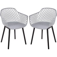 Altona Grey Plastic Dining Chairs With Black Legs In Pair
