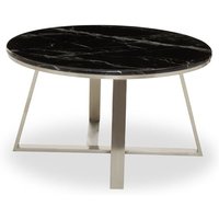 Alvara Round Black Marble Top Coffee Table With Silver Base