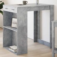 Alvero Wooden Rectangular Bar Table With 1 Drawer In Concrete Grey