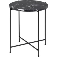 Alvina Small Marble Round Side Table - Black