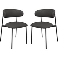 Amarillo Dark Grey Faux Leather Dining Chairs In Pair