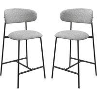 Amarillo Light Grey Fabric Bar Chairs In Pair
