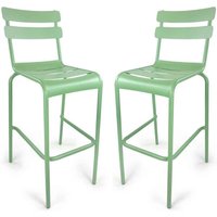 Amarillo Olive Green Aluminium Bar Chairs in Pair