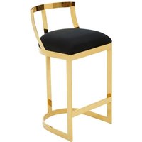 Ambon Black Velvet Bar Chair With Gold Metal Legs
