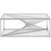 Amelia Clear Glass Coffee Table With Silver Metal Base