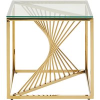 Amelia Clear Glass End Table With Gold Metal Base