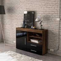 Amerax Wooden Sideboard In Walnut And Black Gloss With 1 Door Amerax Wooden Sideboard In Walnut And Black Gloss With 1 Door