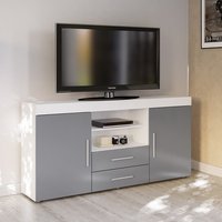 Amerax TV Sideboard In White And Grey High Gloss With 2 Doors Amerax TV Sideboard In White And Grey High Gloss With 2 Doors