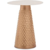 Amiga Round Metal Side Table In White And Gold