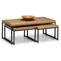 Barras Wooden Set Of Coffee Tables In Solid Oak And Metal Legs
