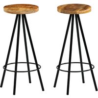Amiya Natural Wooden Bar Stools With Steel Frame In A Pair