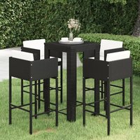 Amy Small Poly Rattan Bar Table With 4 Avyanna Chairs In Black