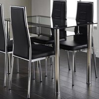 Anaheim Black Clear Glass Dining Table With Chrome Legs