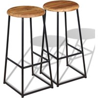 Anali Outdoor Natural Wooden Bar Stools In A Pair
