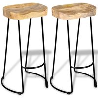 Analy Outdoor Natural Wooden Bar Stools In A Pair