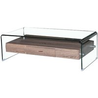 Afya Clear Glass Coffee Table With Wooden Drawer
