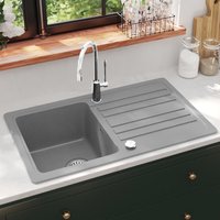 Anna Quartz and Resin 1.0 Bowl Kitchen Sink With Waste Kit 765mm L x 460mm W In Grey