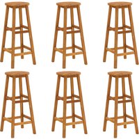 Annalee Set Of 6 Wooden Bar Stools In Brown