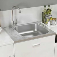 Annapolis Quartz and Resin 1.0 Bowl Kitchen Sink With Waste Kit 600mm L x 500mm W - Silver