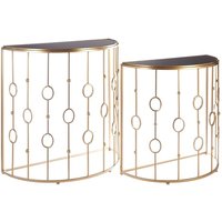 Annie Glass Set Of 2 Console Tables With Art Deco Gold Frame
