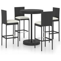 Anya Large Poly Rattan Bar Table With 4 Audriana Chairs In Black