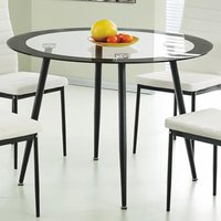 Apopka Clear Glass Round Dining Table With Black Legs