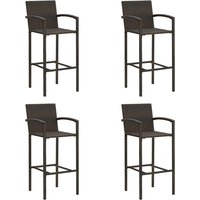 Arabella Set Of 4 Poly Rattan Bar Chairs In Brown