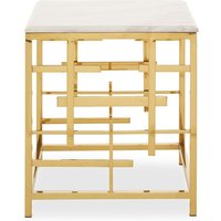Aralia White Marble Top Side Table With Gold Metal Frame