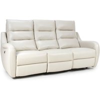 Arcata Faux Leather Electric Recliner 3 Seater Sofa In Chalk
