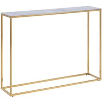 Arcata White Marble Console Table With Gold Frame