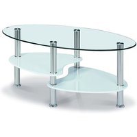 Archet Clear Glass Coffee Table With White Gloss Shelves