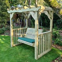 Archway Wooden Garden Swing Seat In Natural