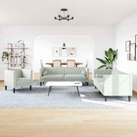 Ardino Velvet 3+2+1 Sofa Set In Light Grey