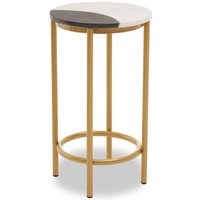 Arenza Round Two Tone Marble Side Table With Gold Base