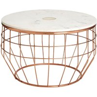Arenza Round White Marble Coffee Table With Copper Frame