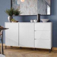 Arkley High Gloss Sideboard With 2 Doors 3 Drawers In Alpine White
