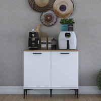 Arlivo Wooden Coffee Station Cabinets with 2 Doors in White and Walnut