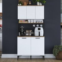 Arlivo Wooden Coffee Station Cabinets with 5 Doors in White and Black