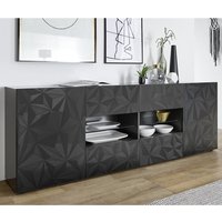 Arlon High Gloss Sideboard With 2 Doors 4 Drawers In Grey And LED