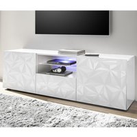 Arlon High Gloss TV Stand With 2 Doors 1 Drawer In White And LED