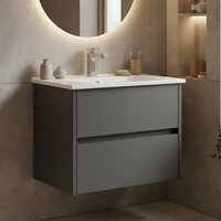 Arno Small Wooden Wall Mounted Vanity Unit with 2 Drawers in Anthracite