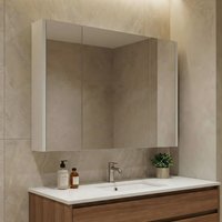 Arno Wooden Wall Mounted Bathroom Mirror Cabinet in Cashmere