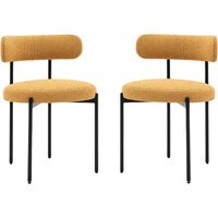 Arras Ochre Fabric Dining Chairs In Pair