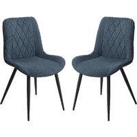Arta Diamond Stitch Blue Fabric Dining Chairs In Pair