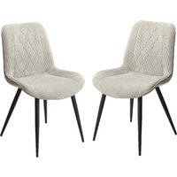 Arta Diamond Stitch Light Grey Fabric Dining Chairs In Pair