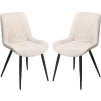 Arta Diamond Stitch Natural Fabric Dining Chairs In Pair