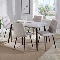 Arta Dining Table In Grey Oak With 4 Natural Straight Chairs