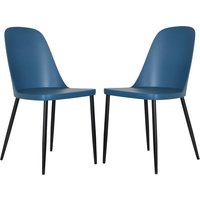 Arta Duo Blue Plastic Dining Chairs In Pair