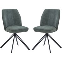 Arta Fabric Dining Chairs In Pair - Green