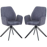 Arta Fabric Dining Chairs In Pair - Grey